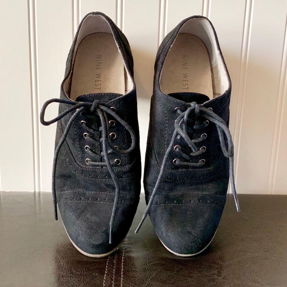 Nine West Lilianne Oxfords, Black Suede Medium